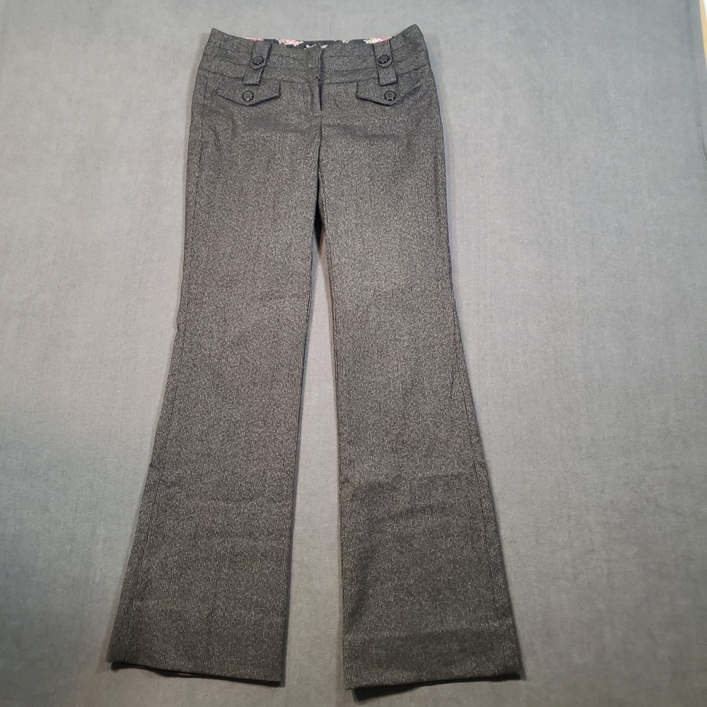 Joe Benbasset Flare Dress Pants Womens 1 Gray Textured Button Tab Trousers